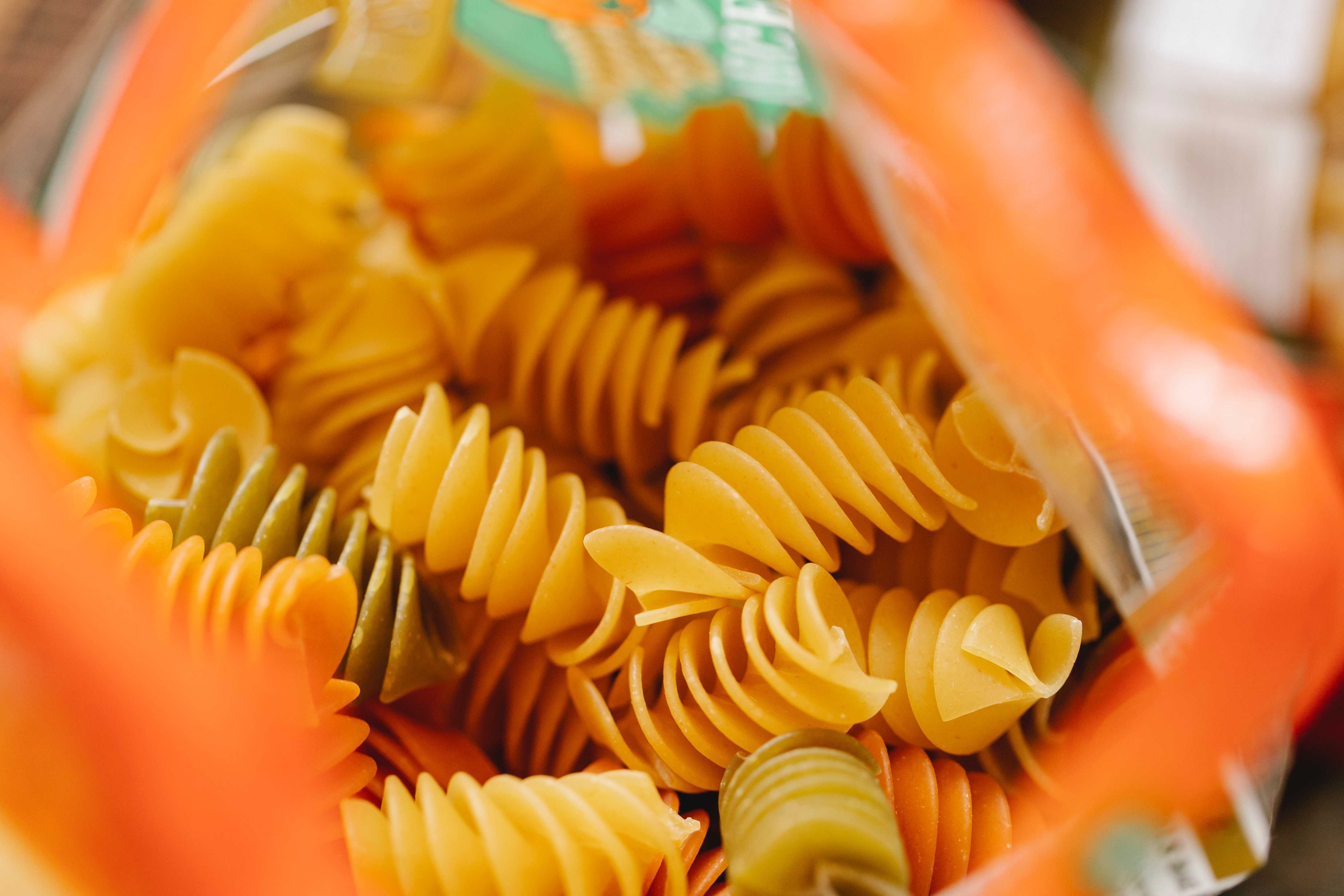 Colorful fusilli pasta